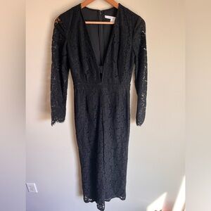 Diane Von Furstenberg DVF Kyara (Look 9D) Black Long Sleeve Jumpsuit Size 2